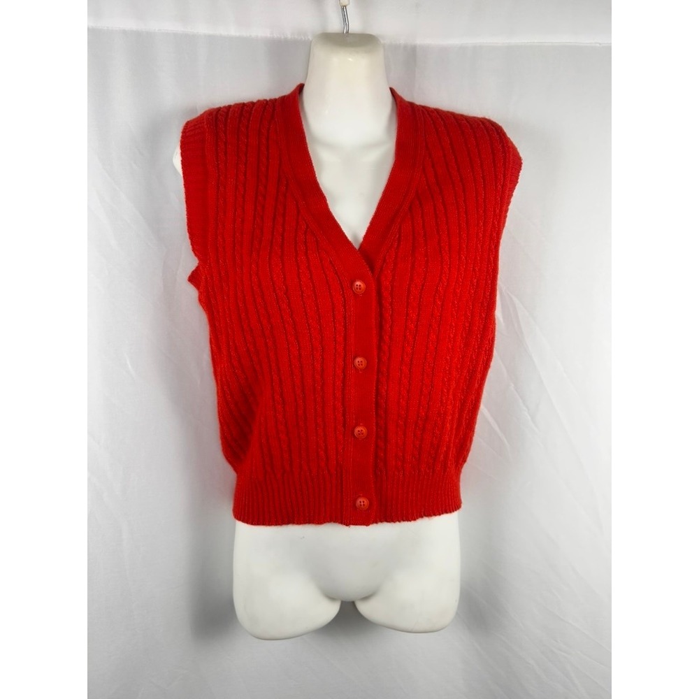 Vintage Pendleton Red Cable Knit Wool Sweater Vest Sz 38 USA Made